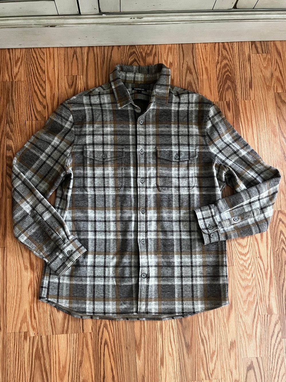Express Men's Plaid Flannel Shirt Jacket - Size Large